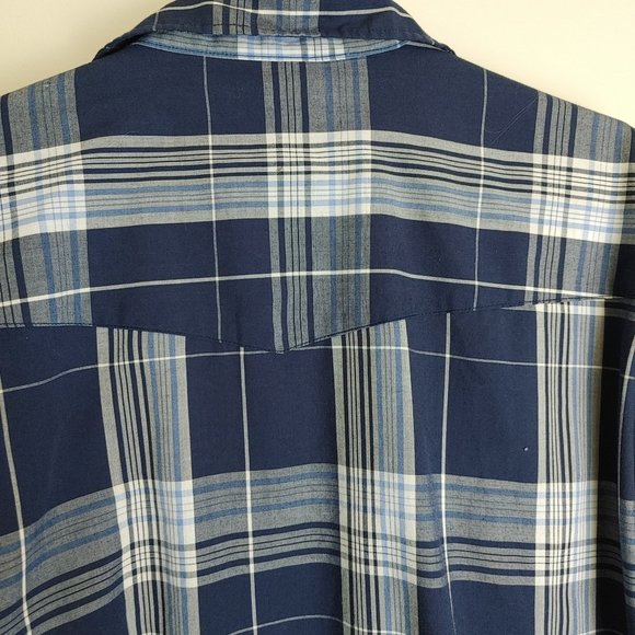 Ash Creek Trading Men's Western Shirt Sz XL Navy Blue Plaid - Picture 8 of 8